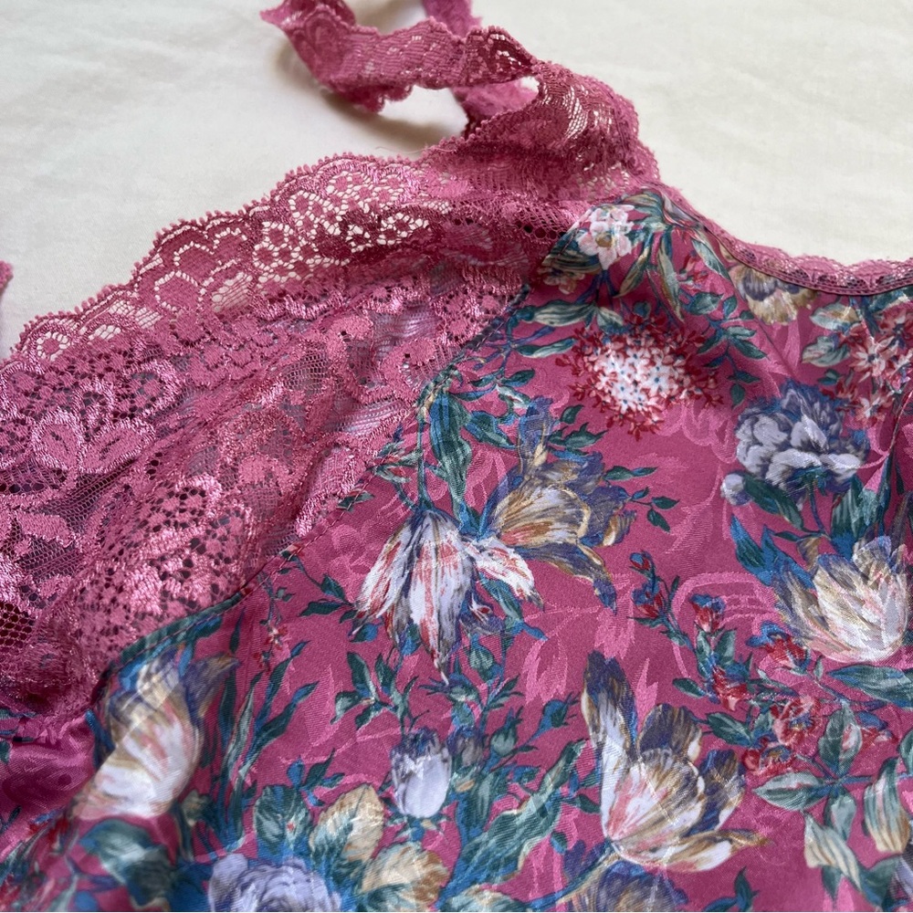 Vintage 90s Originals by Wonder Floral Satin Pink and Blue Camisole Top - Picture 3 of 4
